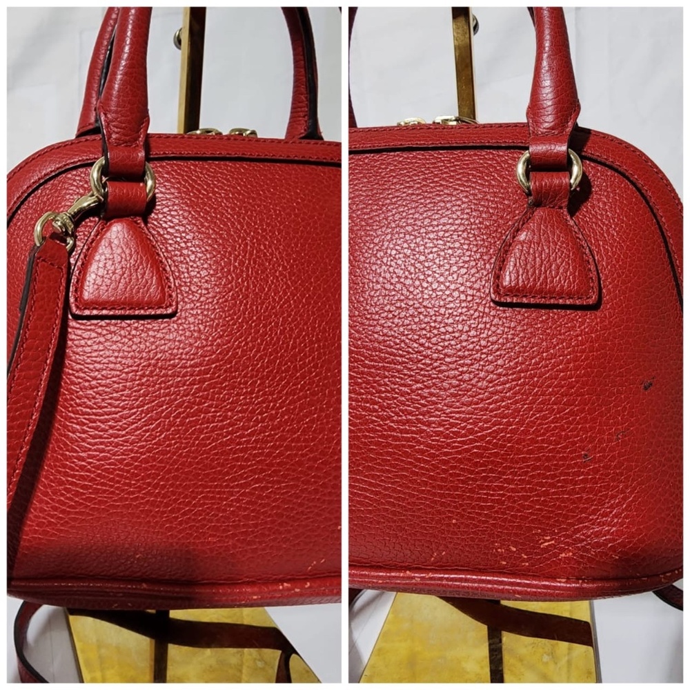 Authentic GUCCI Dollar Calfskin Small GG Charm Dome Bag Red - Picture 7 of 14
